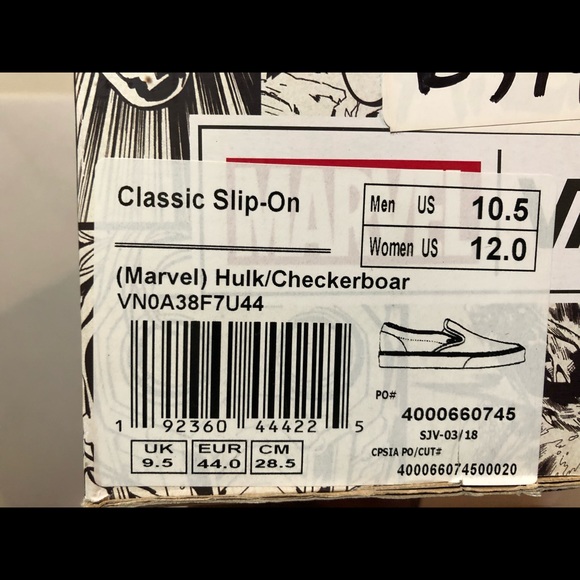 Vans X Marvel Classic Slip-On, Hulk, Various Sizes - Picture 2 of 15